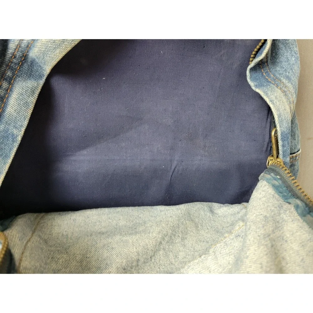 Mesa Ridge Vintage Denim Backpack Leather Base Blue Medium Wash Western‎ Daypack